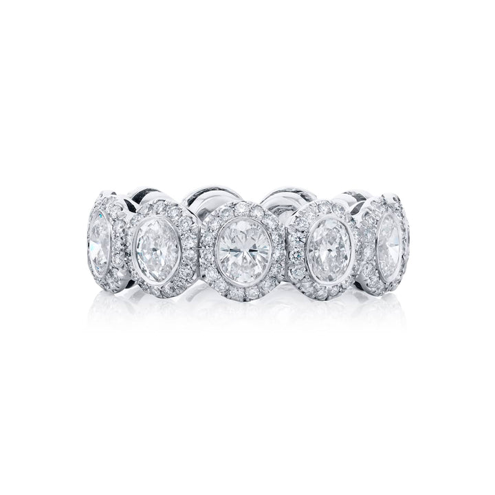 Platinum Oval Diamond Bezel Set Eternity Band