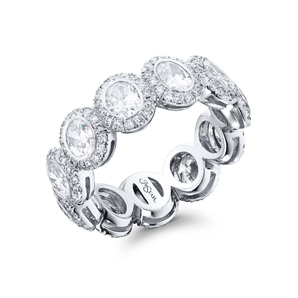 Platinum Oval Diamond Bezel Set Eternity Band