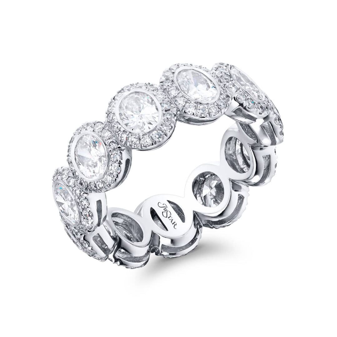 Platinum Oval Diamond Bezel Set Eternity Band