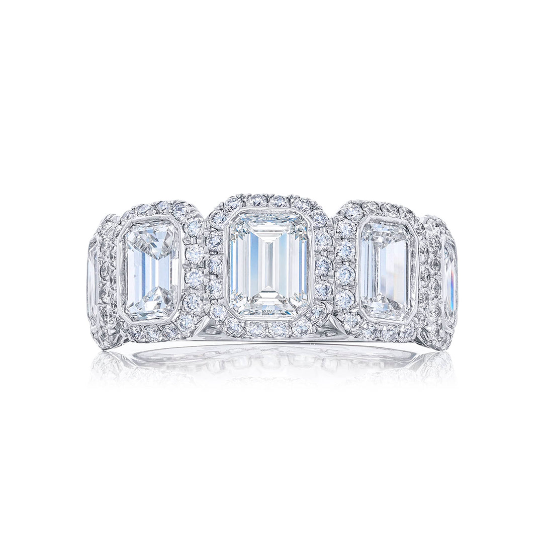Elegance Elevated: Classic Multi-Row Emerald-Cut Diamond Band