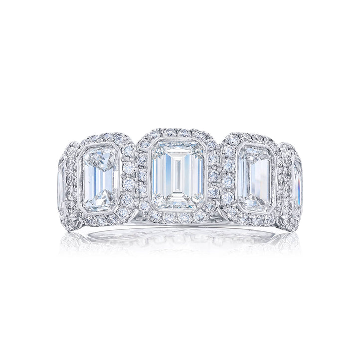 Elegance Elevated: Classic Multi-Row Emerald-Cut Diamond Band