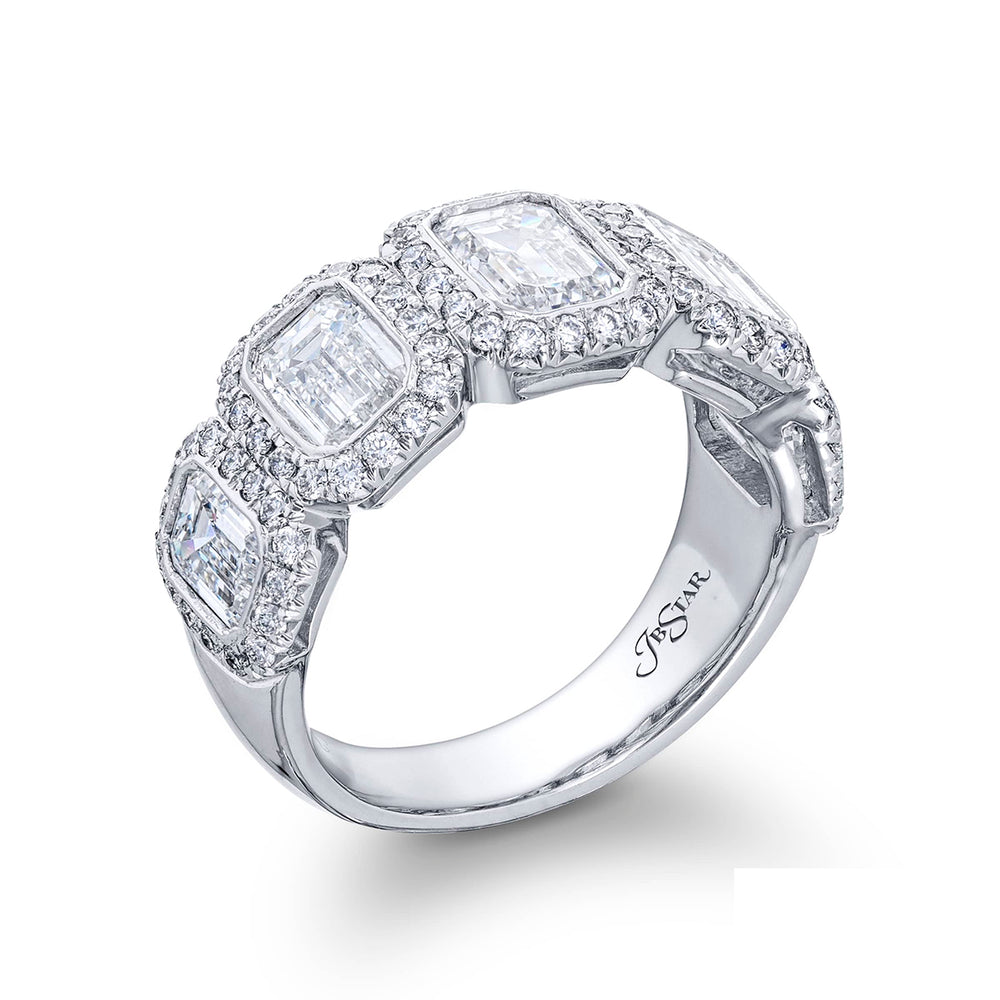 Elegance Elevated: Classic Multi-Row Emerald-Cut Diamond Band