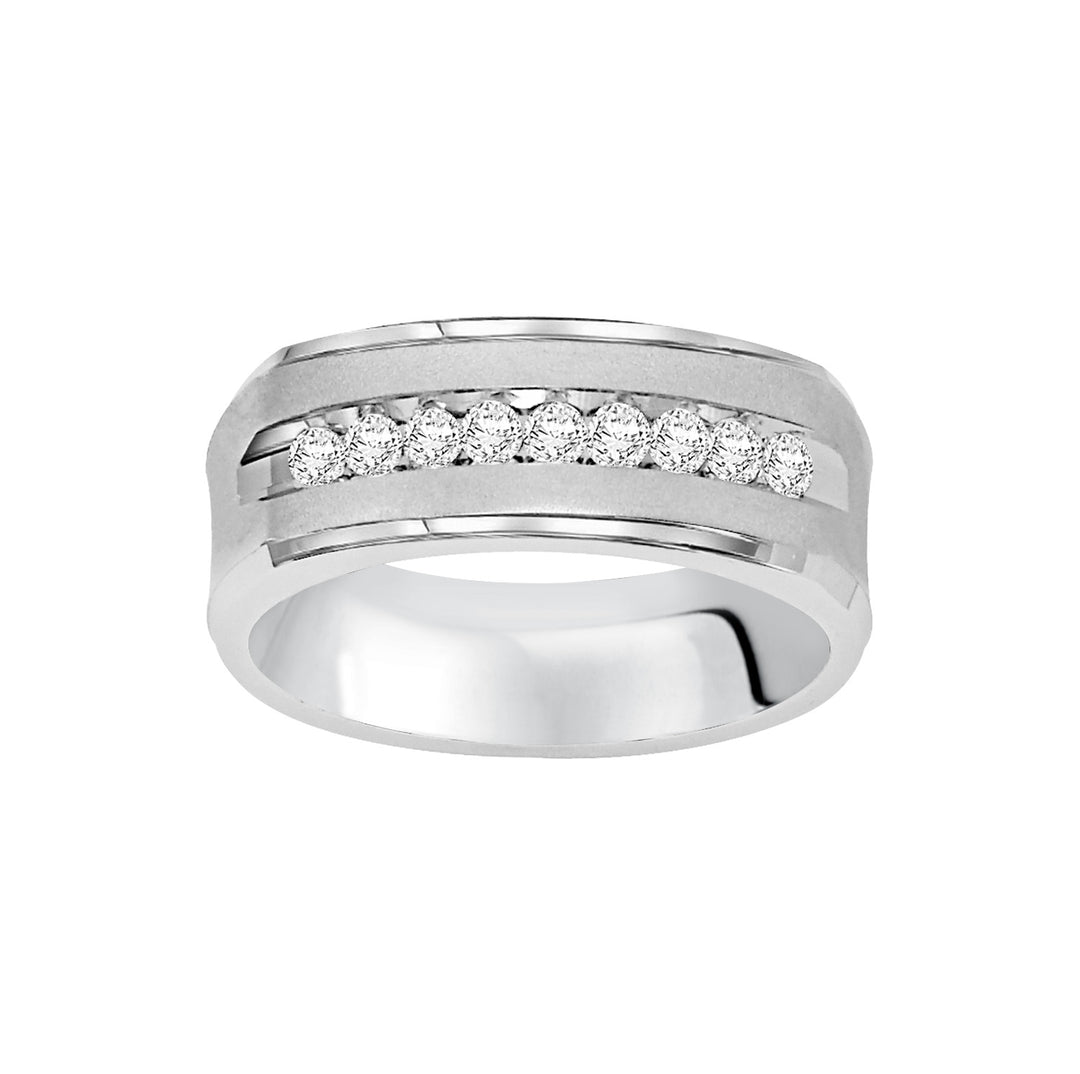 Flat Round Edge Diamond Wedding Band