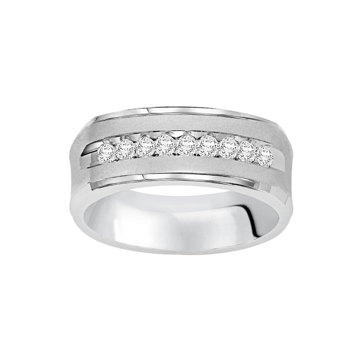 Flat Round Edge Diamond Wedding Band