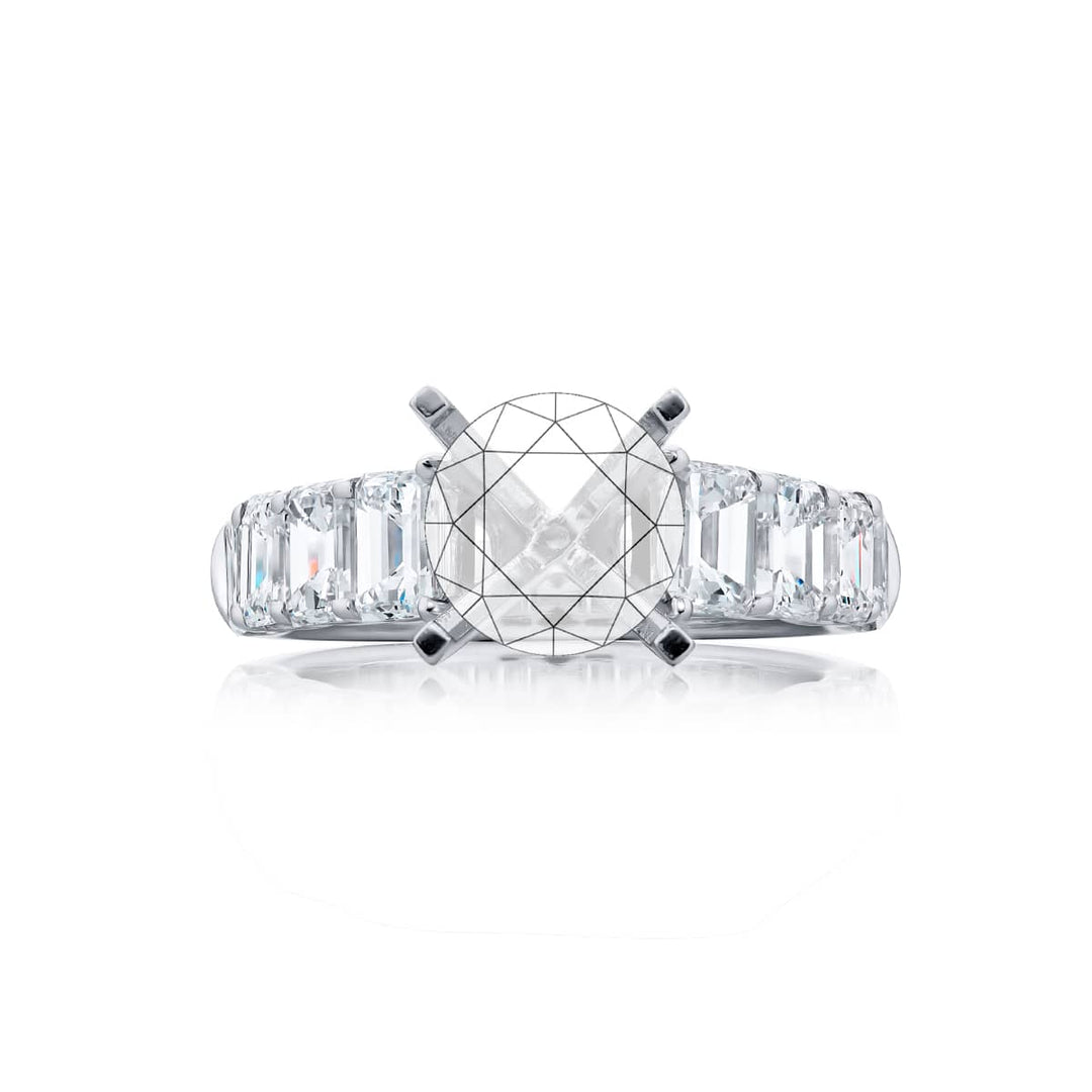 2.72 ct. GIA-Certified Emerald-Cut Diamond Ring with Graduated Side Stones in Platinum