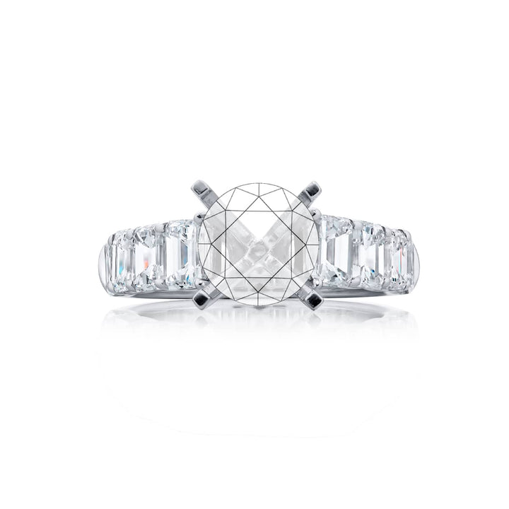 2.72 ct. GIA-Certified Emerald-Cut Diamond Ring with Graduated Side Stones in Platinum