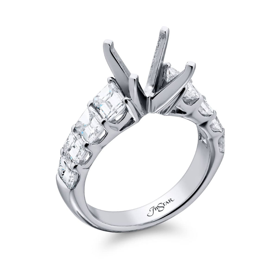 2.72 ct. GIA-Certified Emerald-Cut Diamond Ring with Graduated Side Stones in Platinum