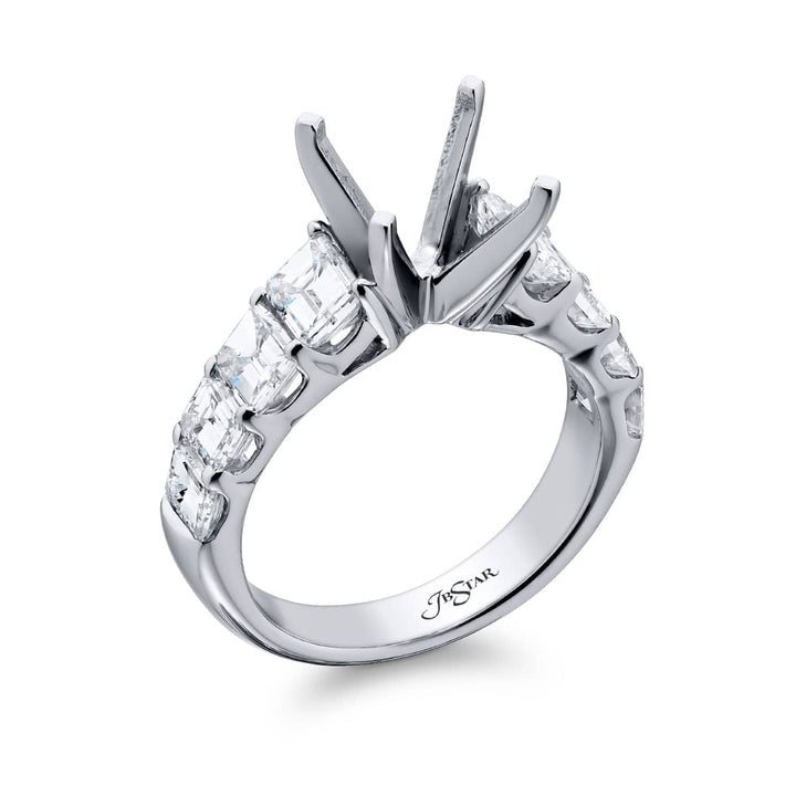 2.72 ct. GIA-Certified Emerald-Cut Diamond Ring with Graduated Side Stones in Platinum