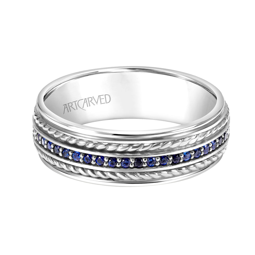 Low Dome Round Edge Carved Wedding Band
