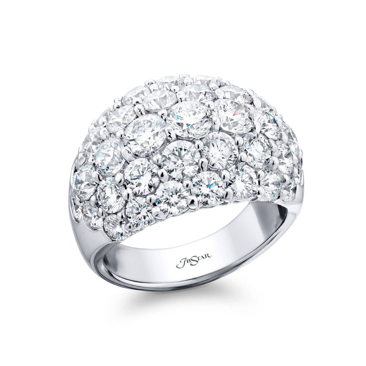 Platinum Round Diamond Multi-Row Band