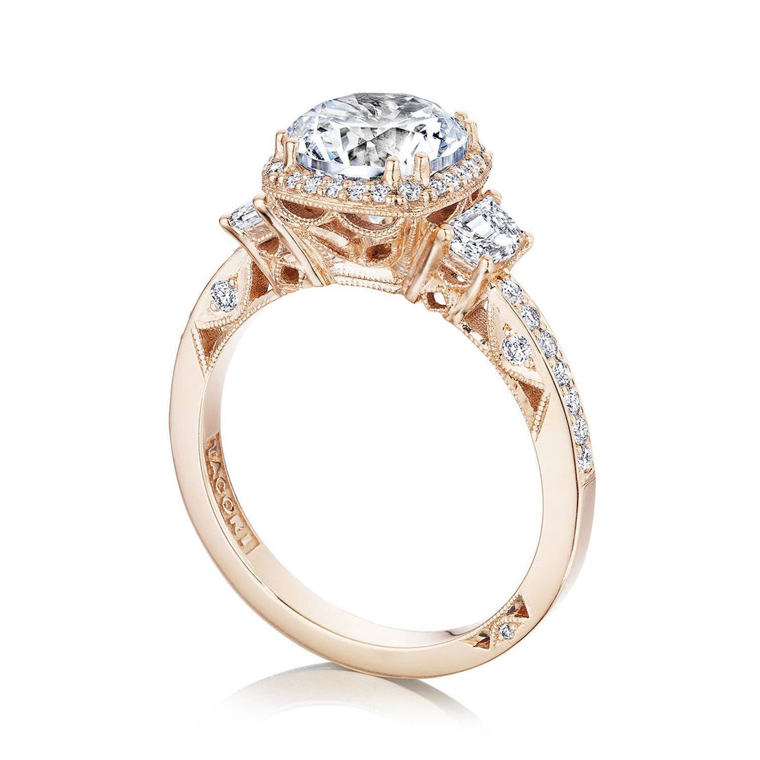 Round with Cushion 3-Stone Engagement Ring