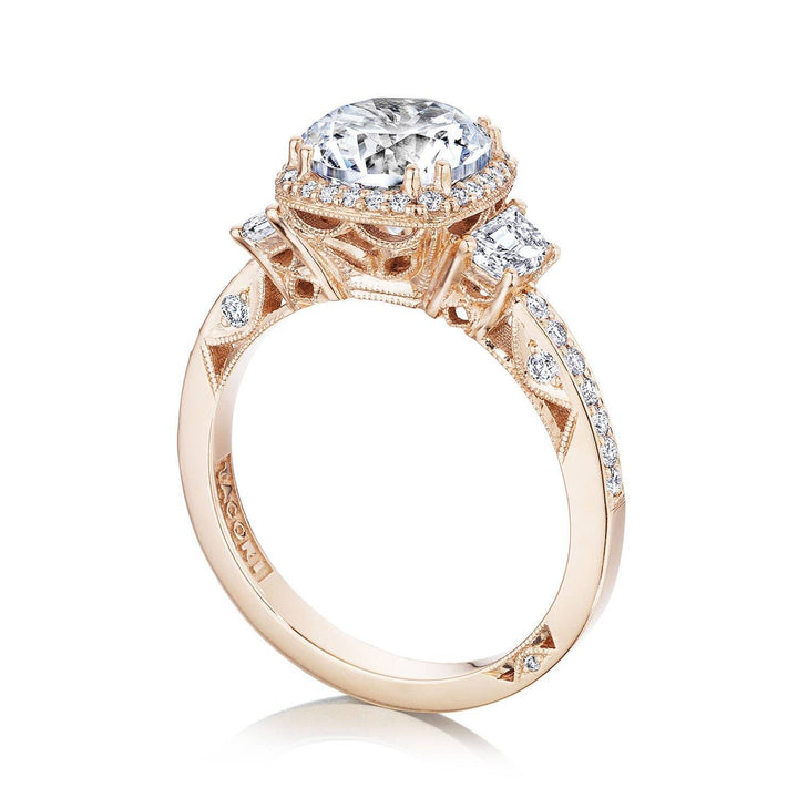 Round with Cushion 3-Stone Engagement Ring