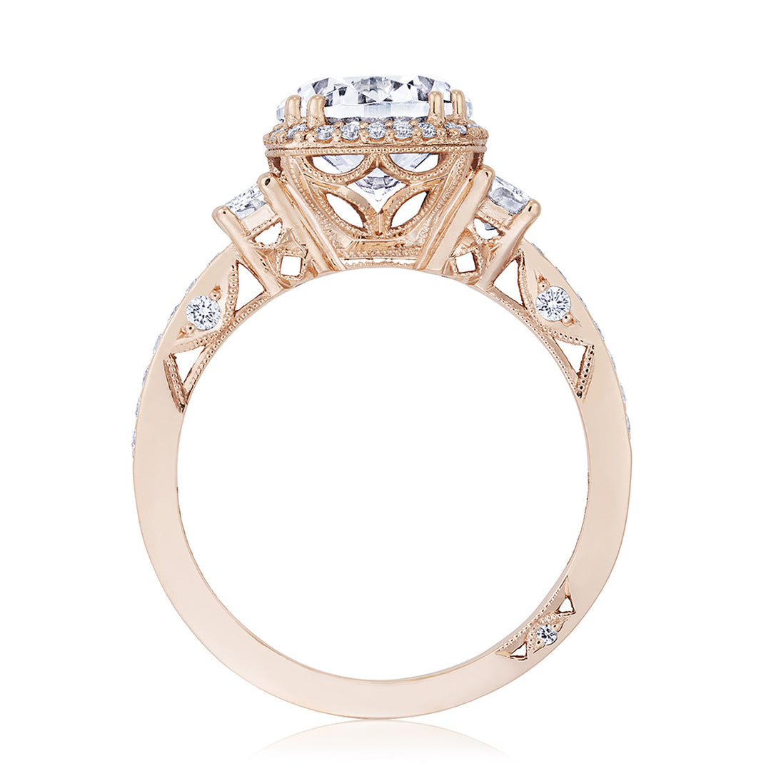 Round with Cushion 3-Stone Engagement Ring