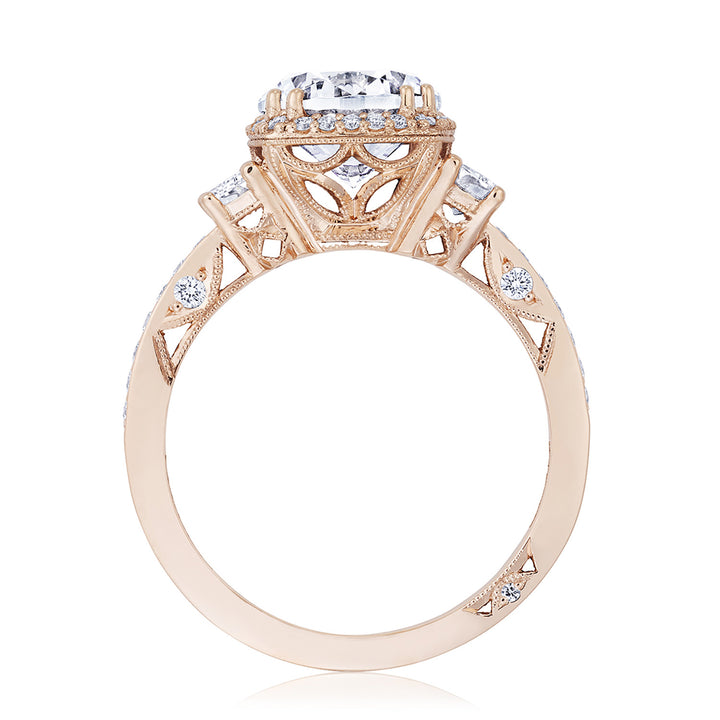Round with Cushion 3-Stone Engagement Ring