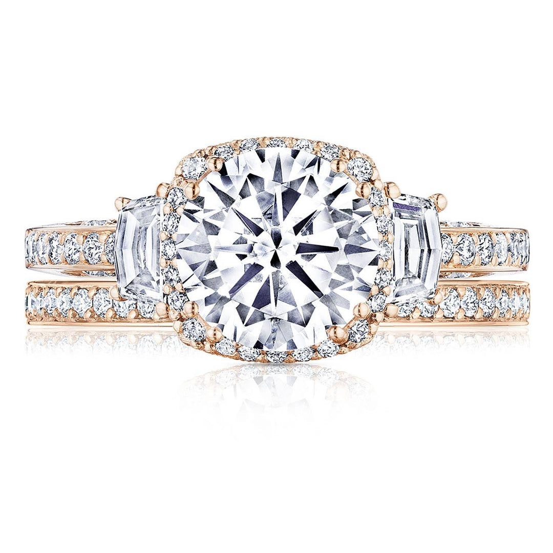 Round with Cushion 3-Stone Engagement Ring