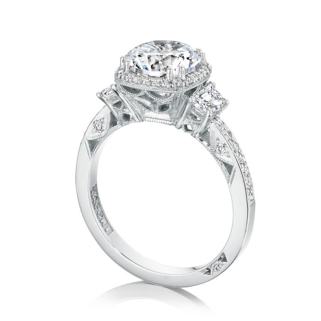 Round with Cushion 3-Stone Engagement Ring