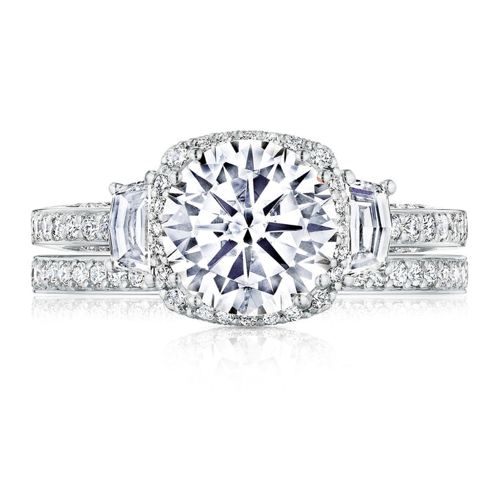 Round with Cushion 3-Stone Engagement Ring