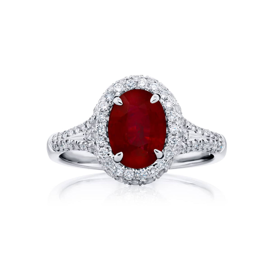 Platinum Oval Burmese Ruby Certified Ring