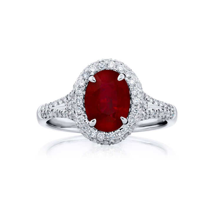 Platinum Oval Burmese Ruby Certified Ring