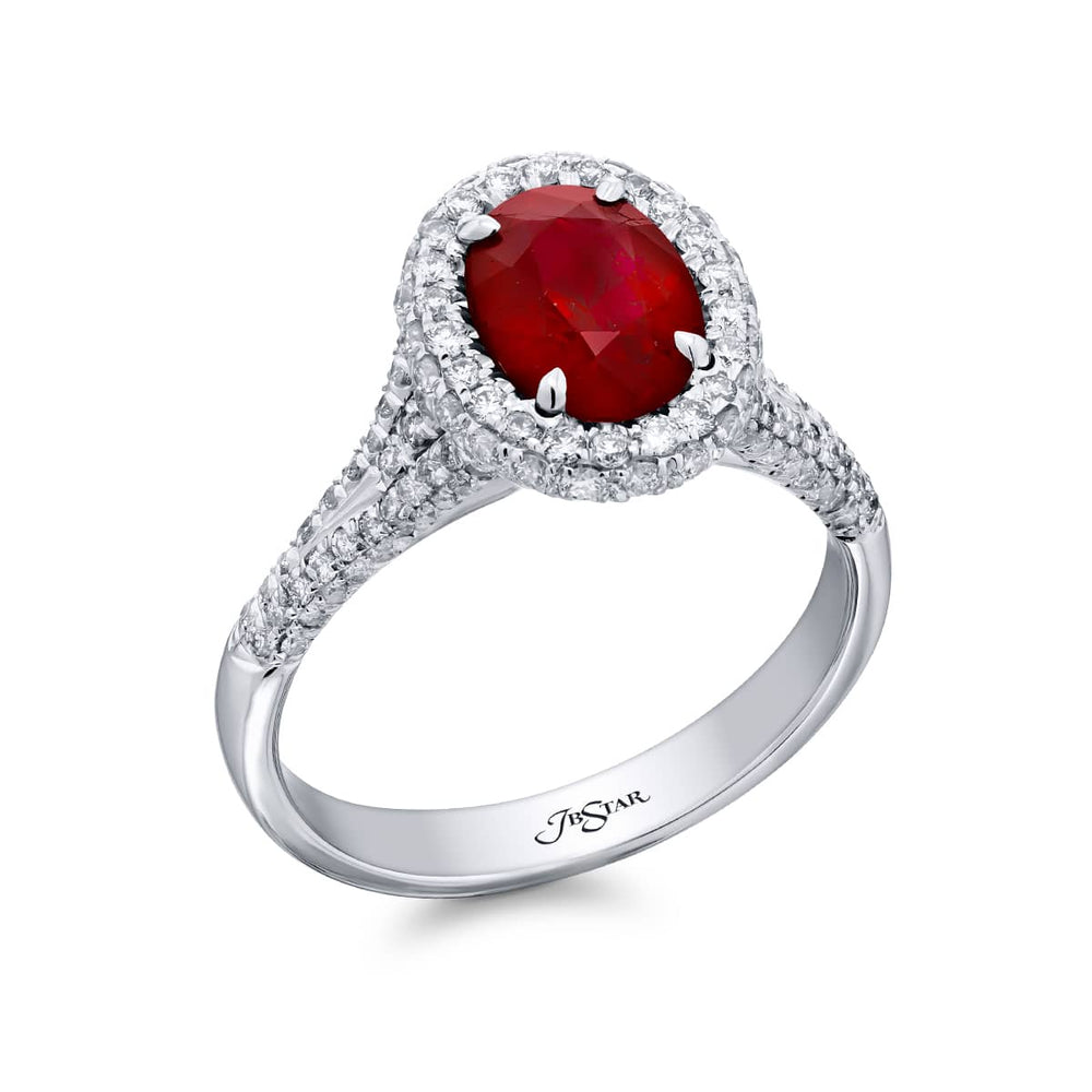 Platinum Oval Burmese Ruby Certified Ring