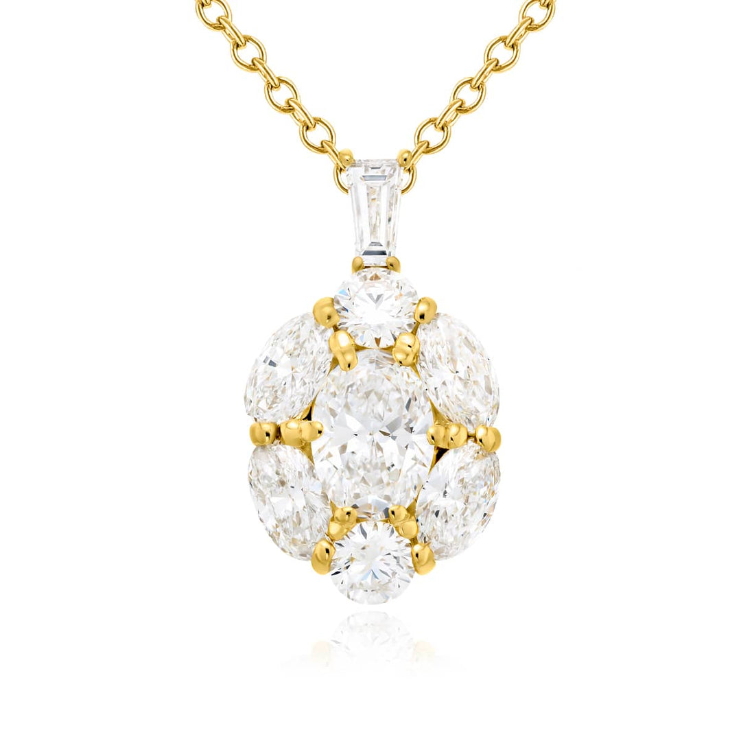 18K Yellow Gold Oval Diamond Encircled Certified Pendant