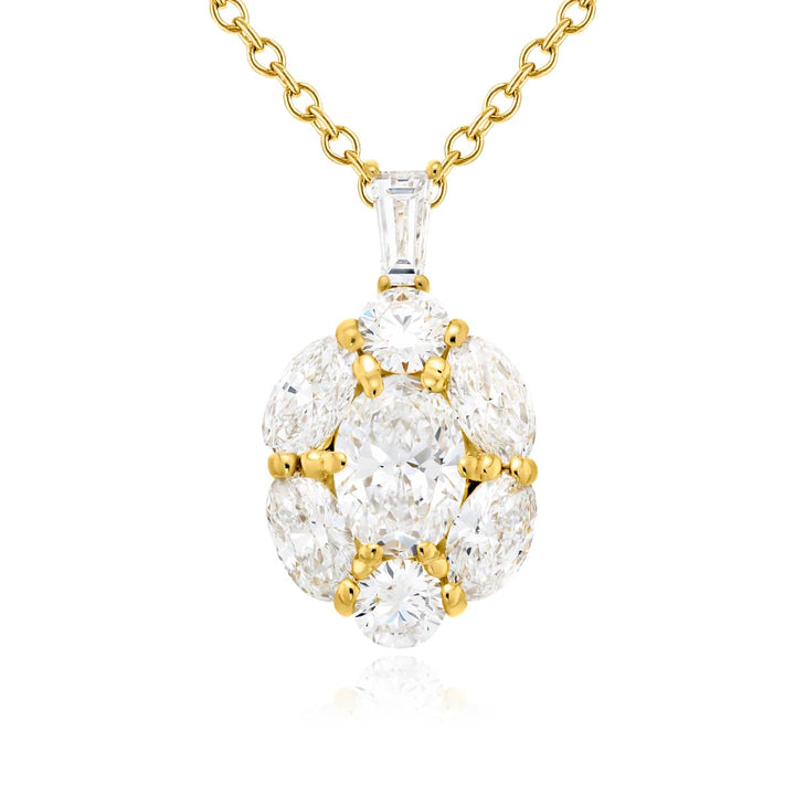 18K Yellow Gold Oval Diamond Encircled Certified Pendant