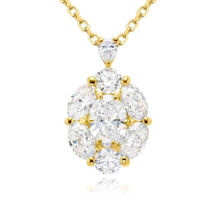 18K Yellow Gold Oval Diamond Certified Pendant
