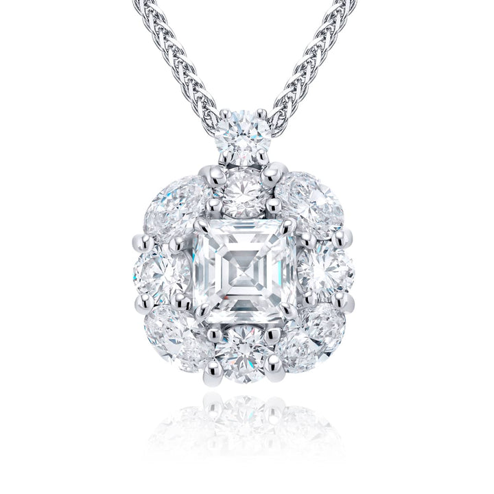 Platinum Square Emerald-Cut Diamond Pendant