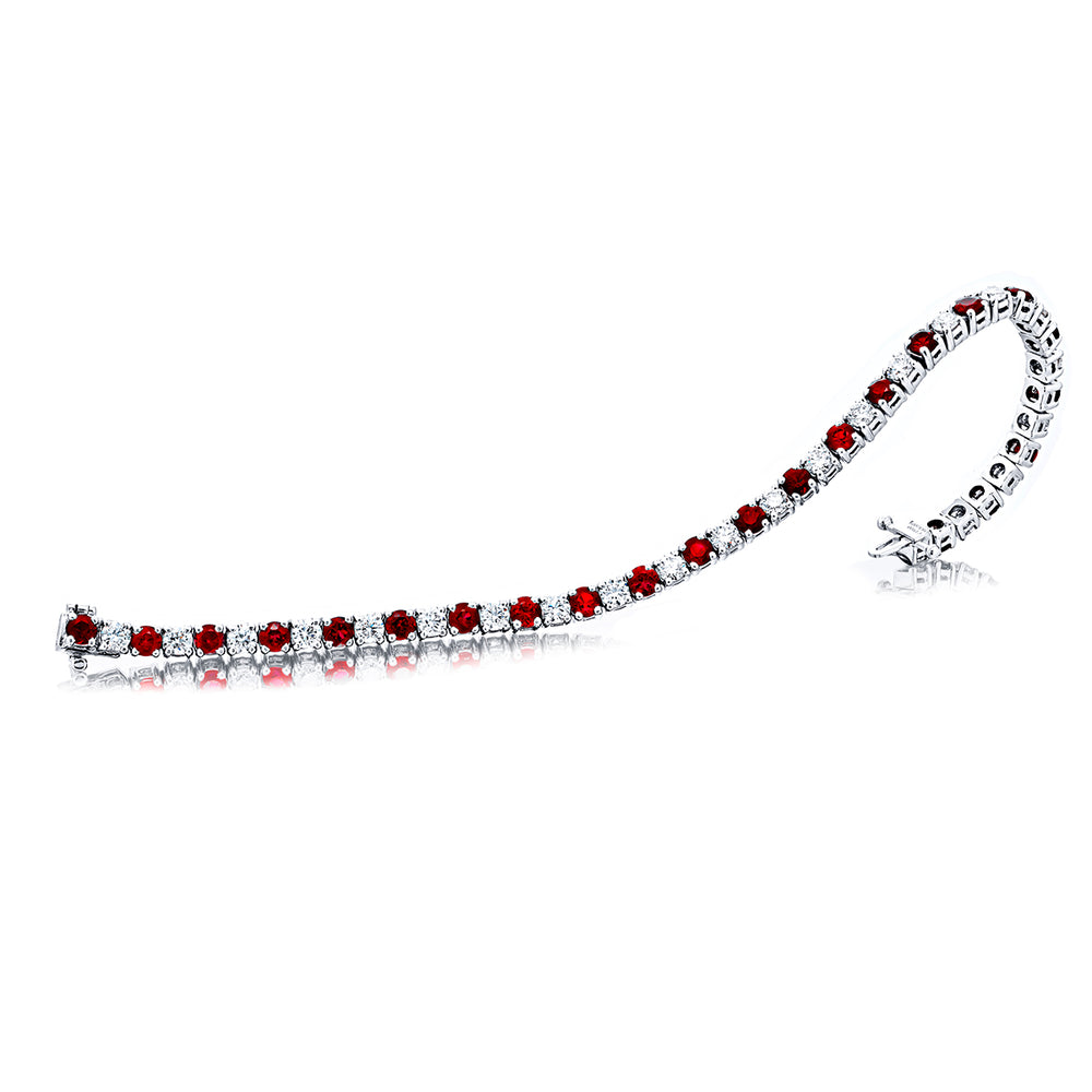 Platinum Round Ruby and Diamond Bracelet