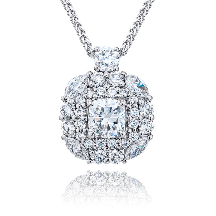 Platinum Cushion-Cut Diamond Encircled Certified Pendant