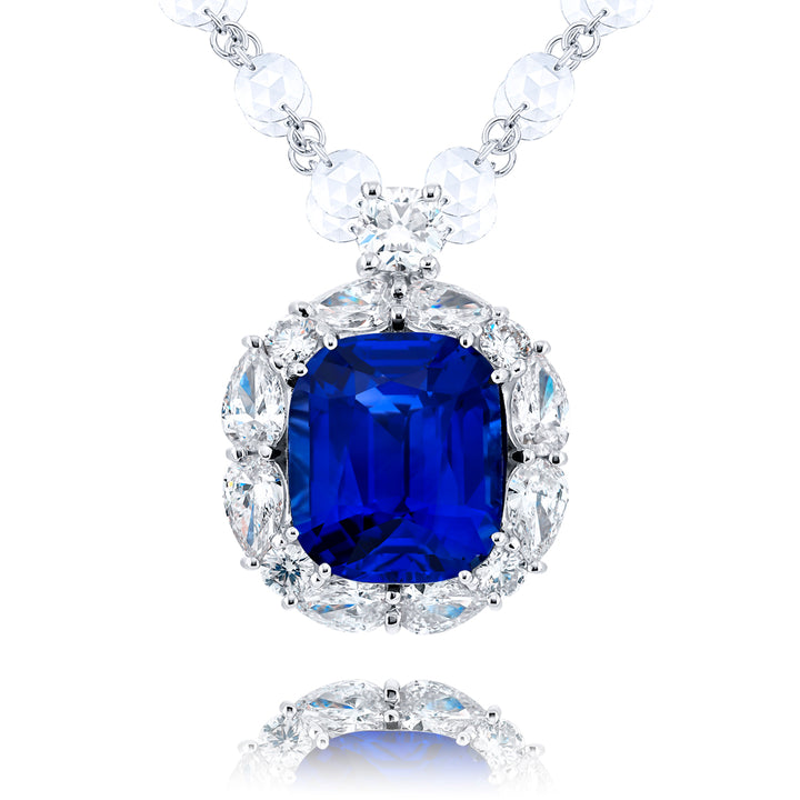 Platinum Cushion-Cut Sri Lankan Sapphire Certified Pendant