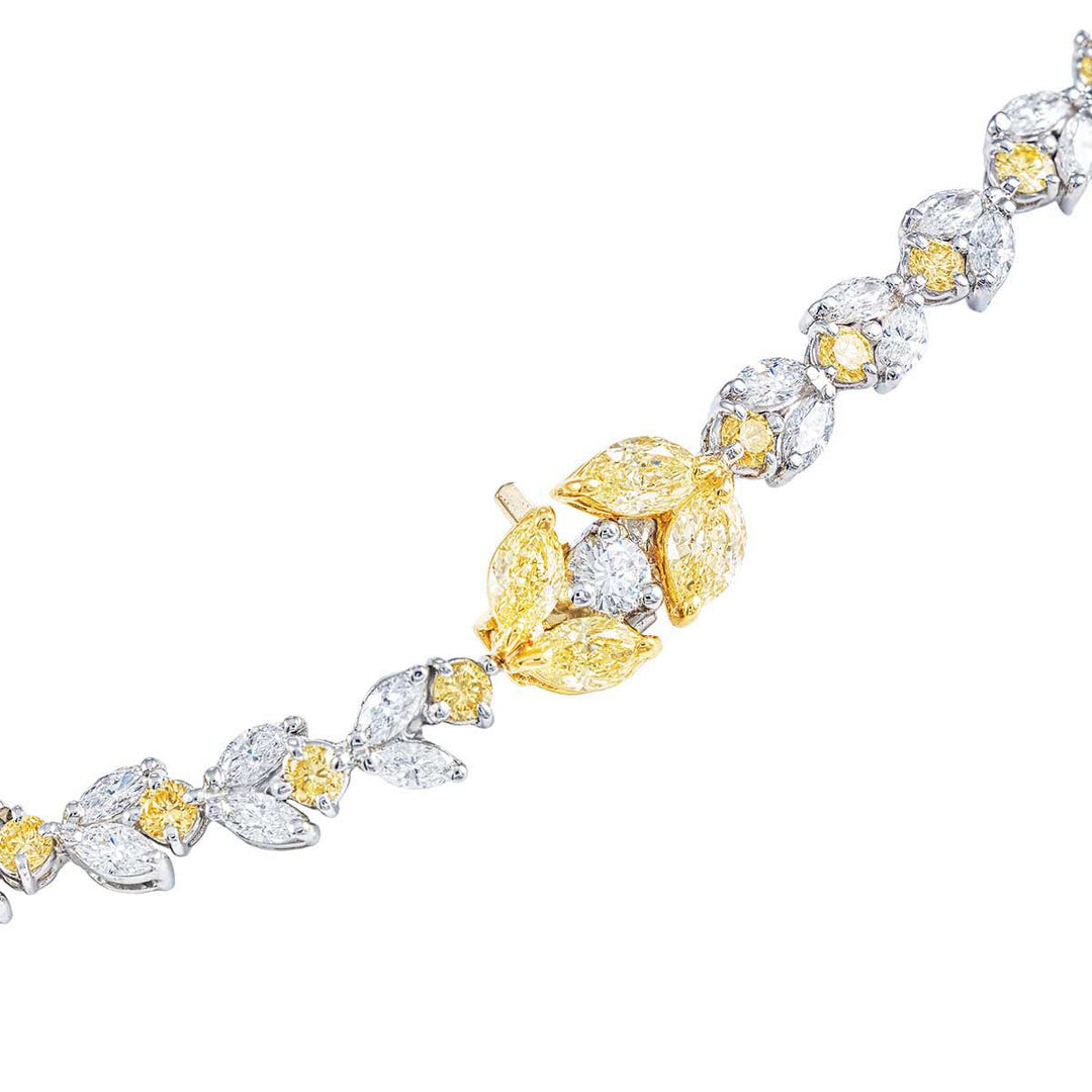 18K Yellow Gold and Platinum Oval Fancy Yellow Diamond Certified Necklace
