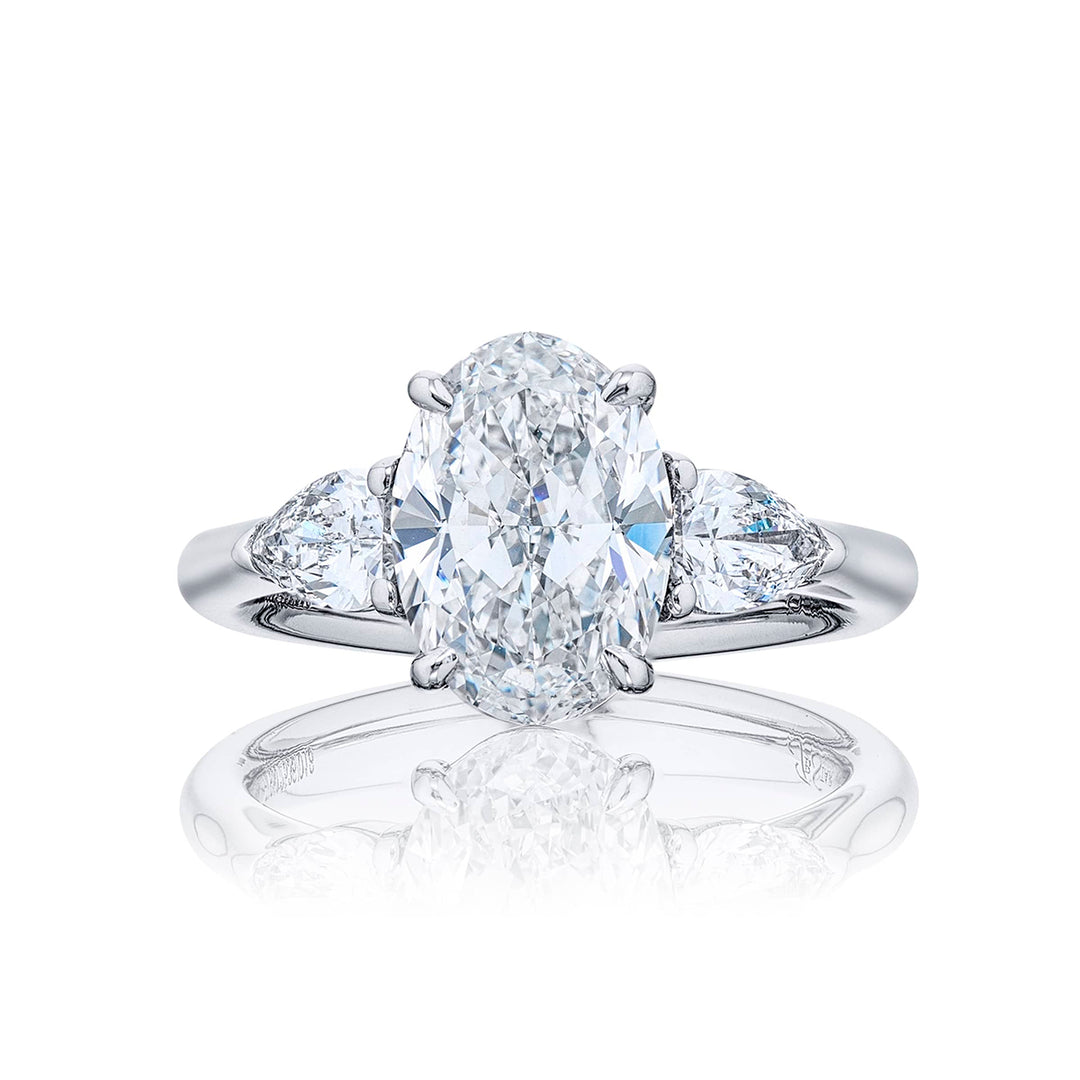 3.04 ct. GIA-Certified Oval-Cut Diamond Ring with Pear-Shaped Side Stones