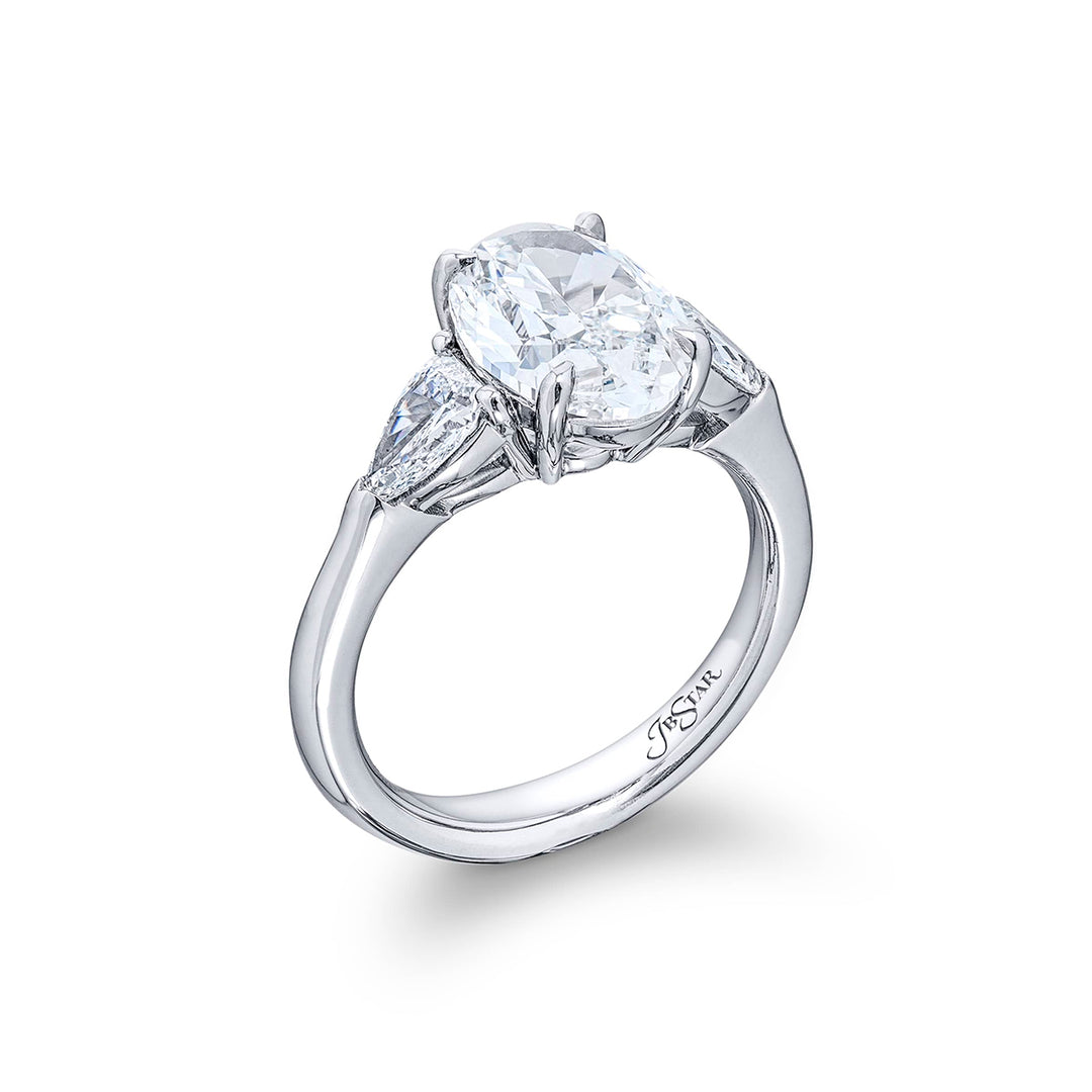3.04 ct. GIA-Certified Oval-Cut Diamond Ring with Pear-Shaped Side Stones