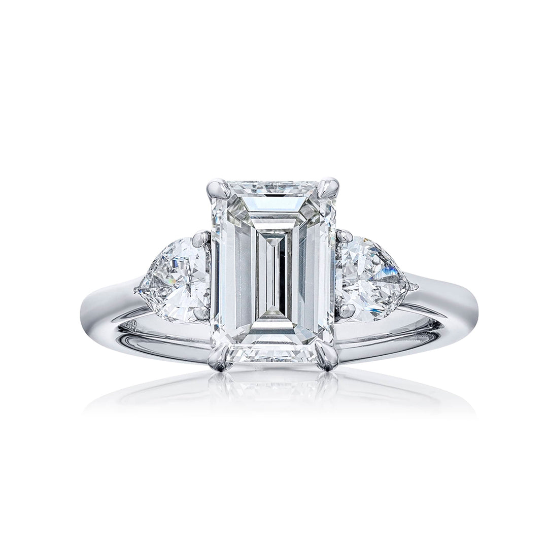 2.47 ct. GIA-Certified Emerald-Cut Diamond Ring with Shield-Cut Side Stones
