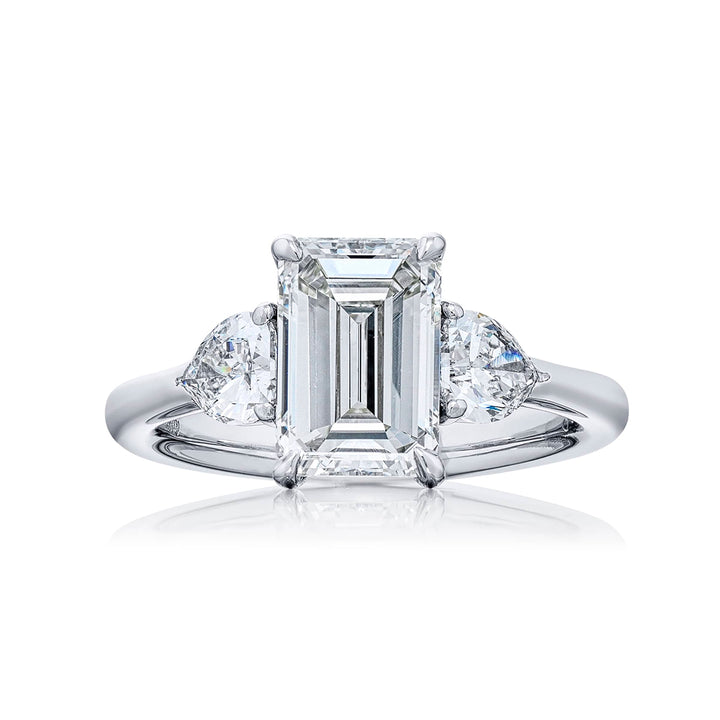 2.47 ct. GIA-Certified Emerald-Cut Diamond Ring with Shield-Cut Side Stones