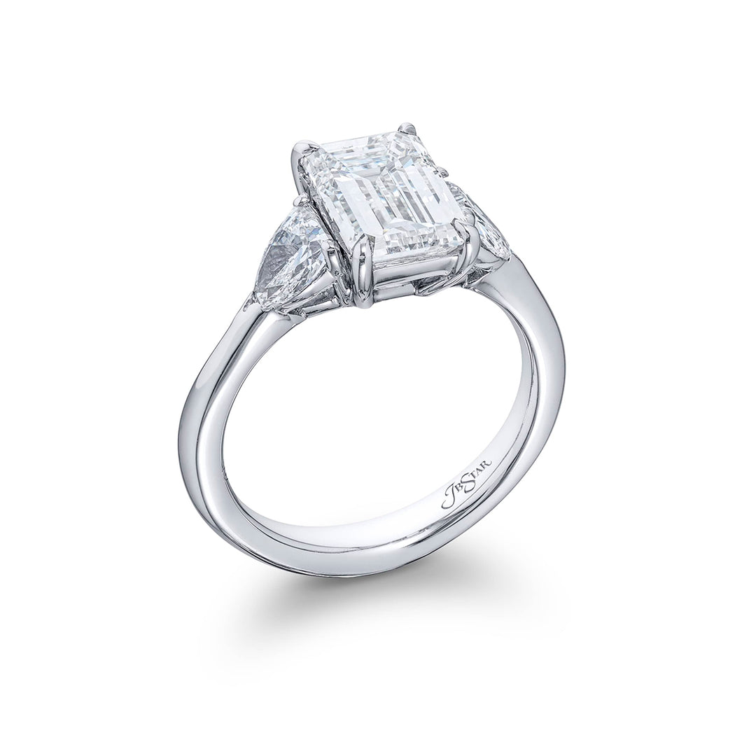 2.47 ct. GIA-Certified Emerald-Cut Diamond Ring with Shield-Cut Side Stones