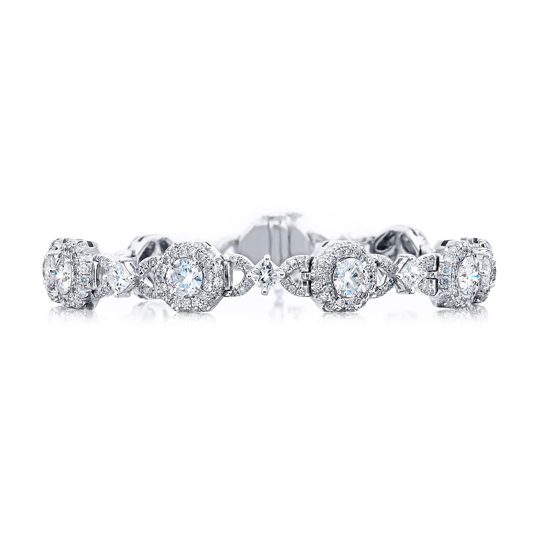 Platinum Radiant-Cut and Round Diamond Bracelet