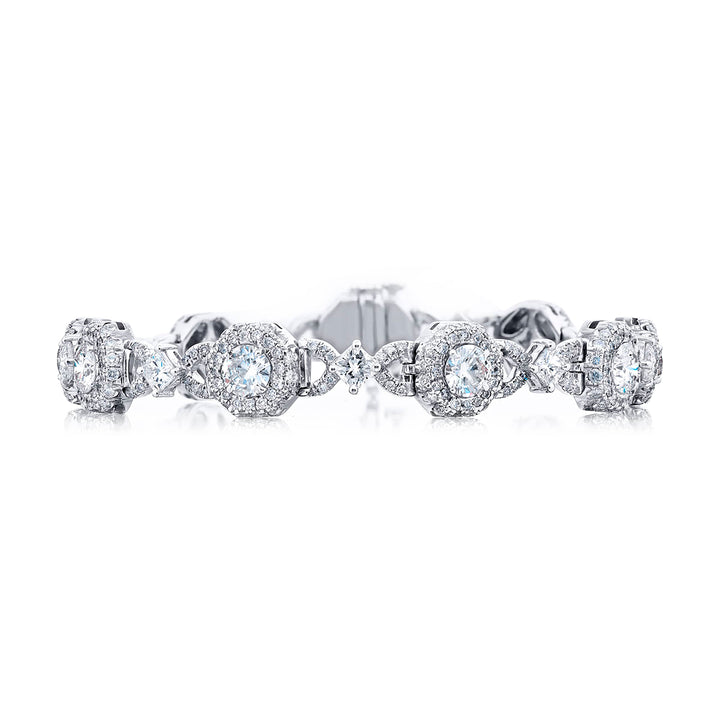 Platinum Radiant-Cut and Round Diamond Bracelet