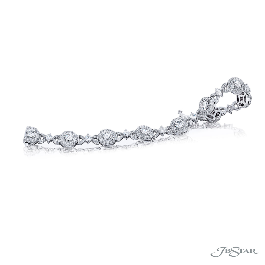 Platinum Radiant-Cut and Round Diamond Bracelet