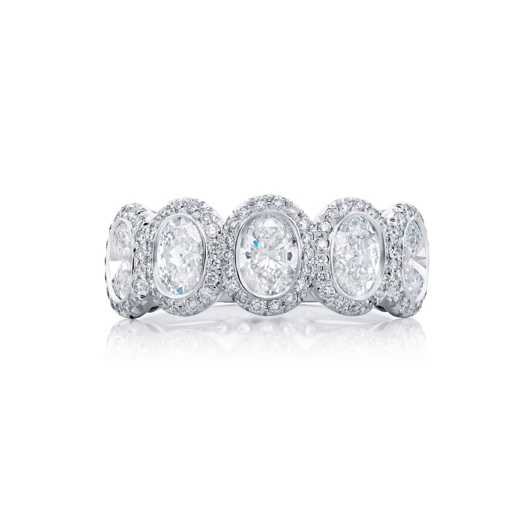 Platinum Oval Diamond Bezel Set Band