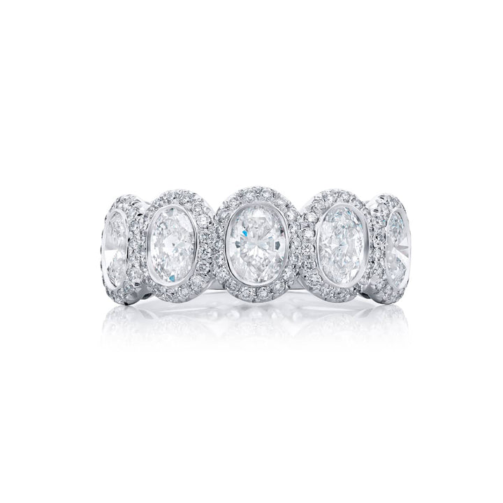 Platinum Oval Diamond Bezel Set Band