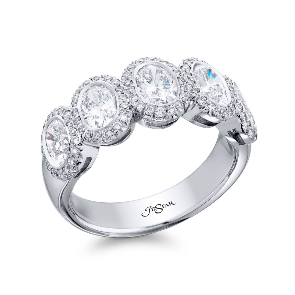 Platinum Oval Diamond Bezel Set Band