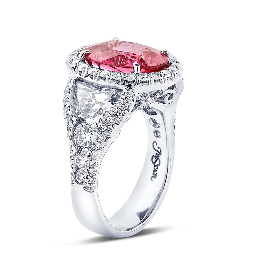 5.13 ct. Certified No-Heat Oval Pink Spinel & Diamond Ring in Platinum