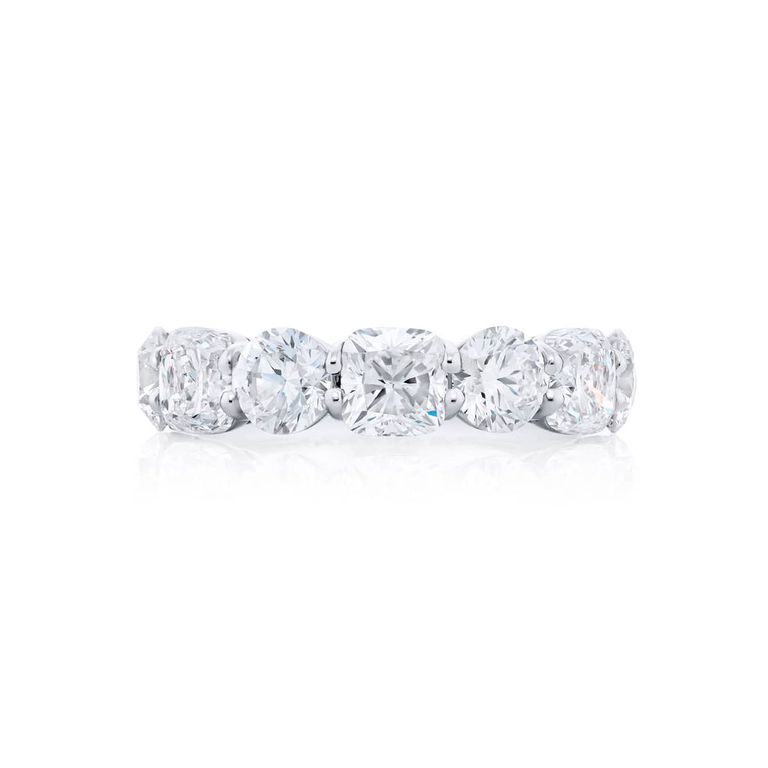 Platinum Radiant-Cut & Round Diamond Band