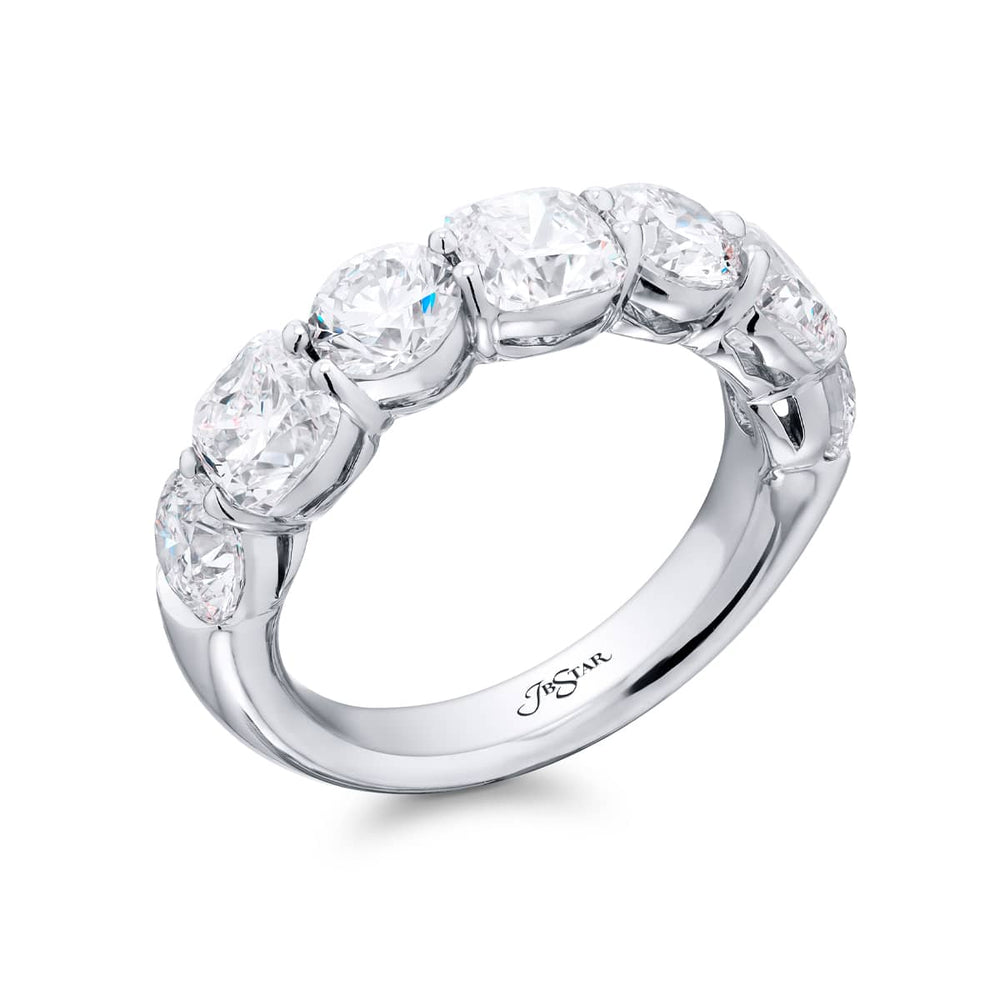 Platinum Radiant-Cut & Round Diamond Band