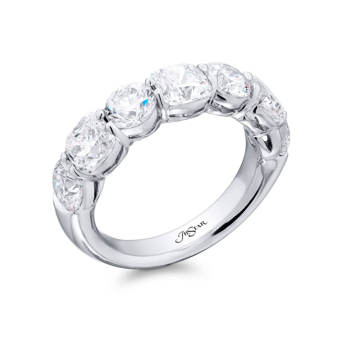 Platinum Radiant-Cut & Round Diamond Band