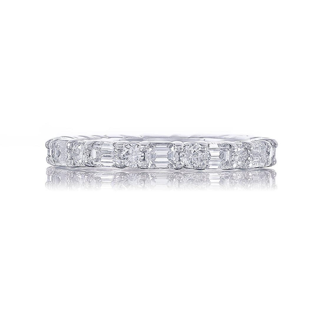 Diamond Eternity Band Emerald and Round Diamonds