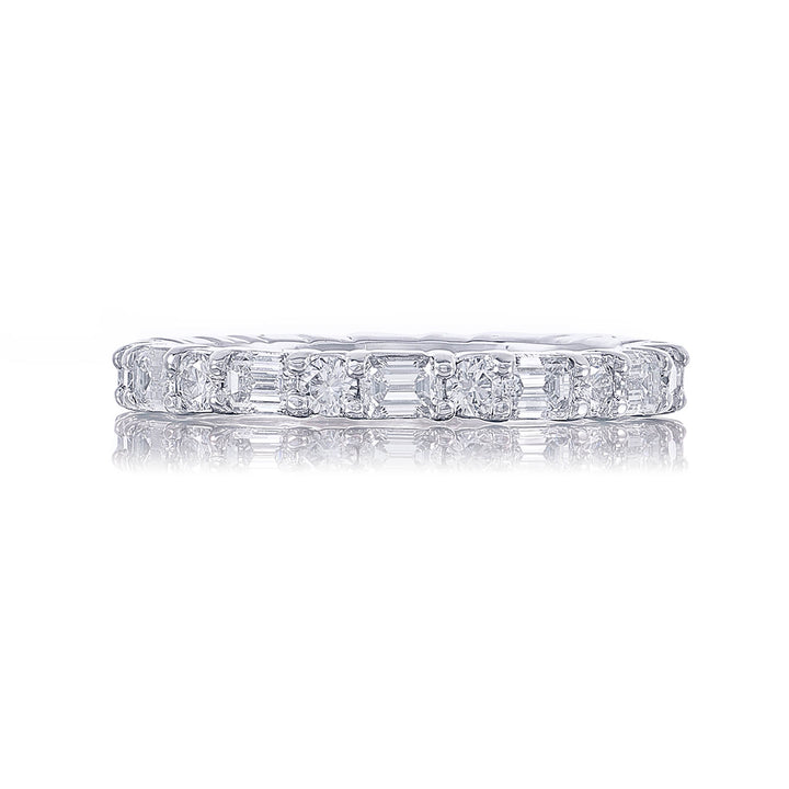 Diamond Eternity Band Emerald and Round Diamonds