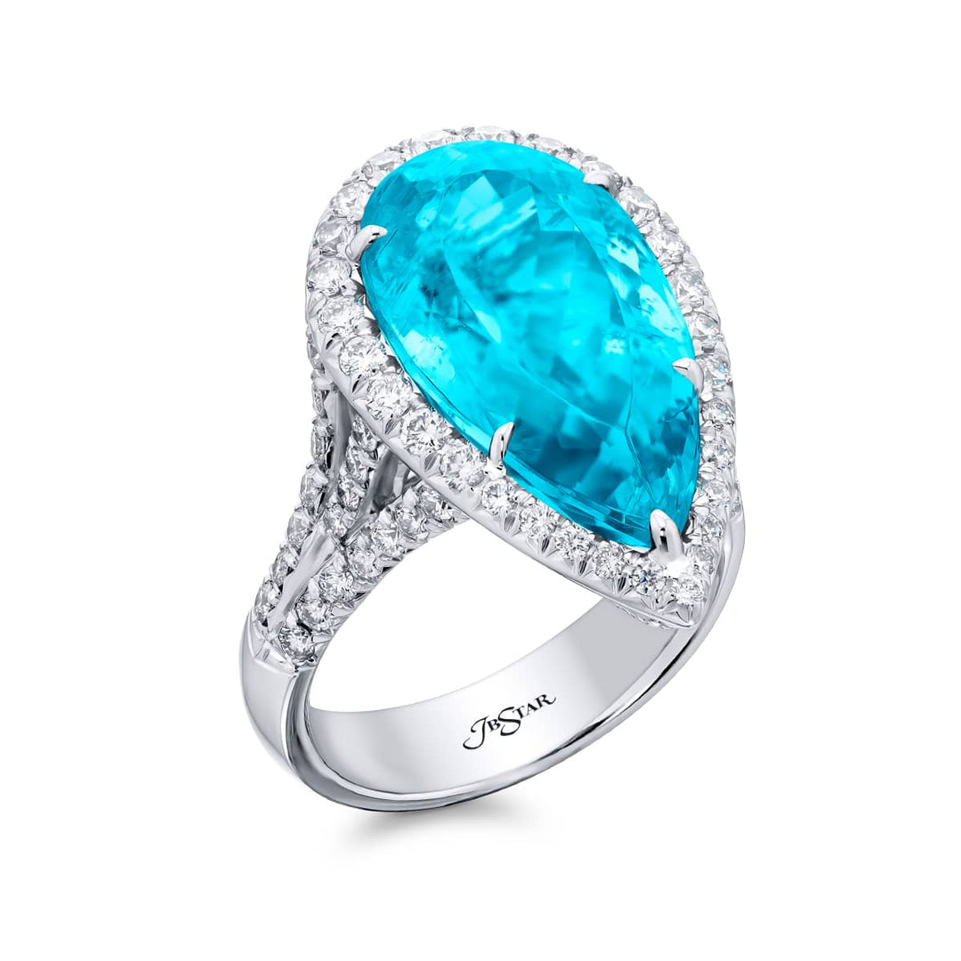 Platinum Pear-Shaped Paraiba Certified Ring